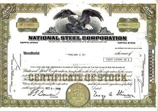 National Steel Corporation 1971 Stock Certificate photo