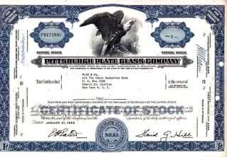 Pittsburgh Plate Glass Pa 1963 Stock Certificate photo