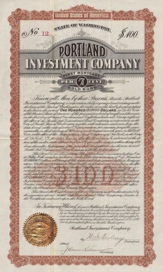 Usa Portland Investment Company Stock Certificate 1893 12 photo