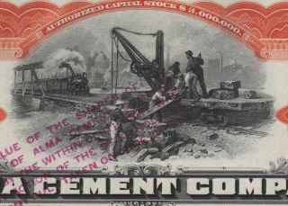 Usa Alma Cement Company Stock Certificate 1908 Great Vignette photo