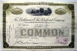 Stock Certificate Baltimore & Ohio Rr Co.  Share $100.  00 Each Dated 1938 Swiss photo