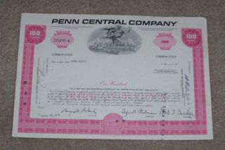 Penn Central Company Railroad Stock Certificate 1970 photo