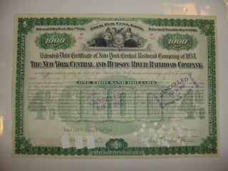 York Central & Hudson River Railroad Company Bond Stock Certificate Depew photo