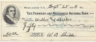 Usa - 1925 - The Farmers And Mechanics National Bank - Check 50 Dollars photo