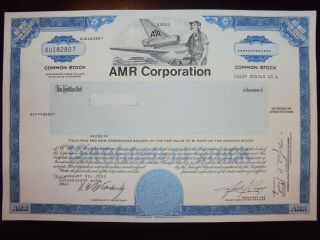 Amr Corp.  (american Airlines) Stock Certificate photo
