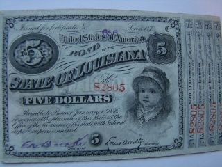 Louisiana Baby Bond $5 With Coupons Uncirculated photo
