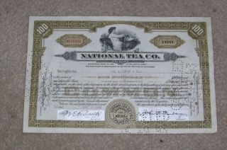 National Tea Company Stock Certificate 1942 photo