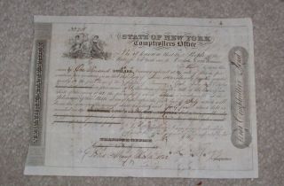 Comptrollers Bond State Of York 1842 A Flagg Signed photo