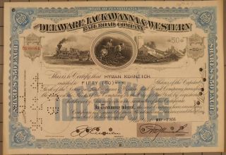 1956 Delaware Lackawanna & Western Railroad Company Stock Certificate photo