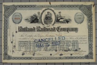 1925 Rutland Railroad Company Stock Certificate photo