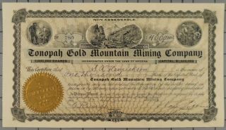 1904 Tonopah Gold Mountain Mining Company Key Pittman Signed photo