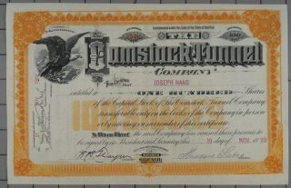 1889 Comstock Tunnel Company Stock Certificate Theodore Sutro Signed photo