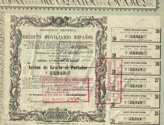 Spain Credit Company Stock Certificate 1875 photo