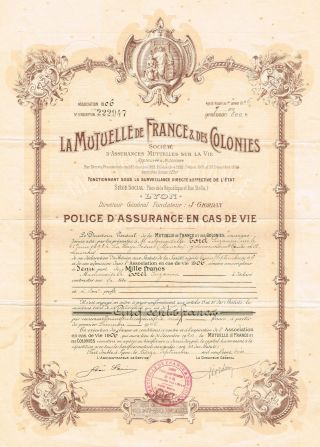 France Mutual Life Isurance Company Certificate 1906 Policy photo