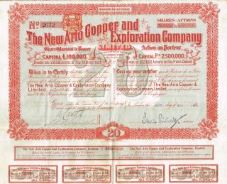 Africa South Africa Ario Copper Company Stock Certificate 1900 With Coupons photo