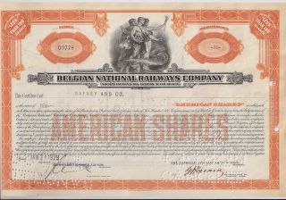 Belgian National Railways Company. . . . . . . .  1929 American Share Certificate photo