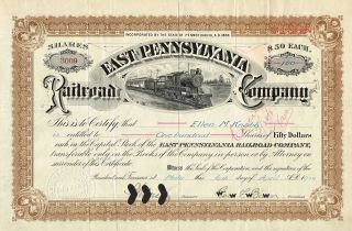 Usa East Pennsylvania Railroad Company Stock Certificate 1910 photo