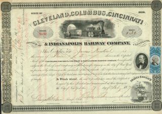Usa Cleveland Columbus Cincinnati & Indianapolis Railway Stock Certificate 1872 photo