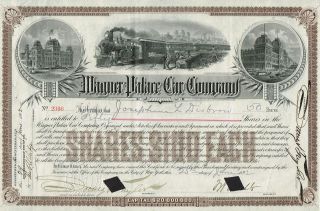 Usa Wagner Palace Car Company Stock Certificate 1892 photo