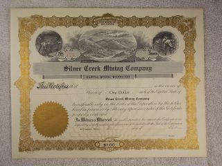 Antique Blank Silver Creek Mining Company Kingston,  Idaho Stock Certificate photo