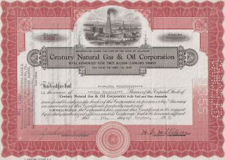 Century Natural Gas & Oil Corporation. . . . . .  1951 Stock Certificate photo