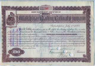 $100 Philadelphia & Reading Railroad Company Stock Bond Certificate photo