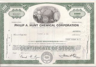 Philip A.  Hunt Chemical Corporation. . . . . .  1971 Stock Certificate photo