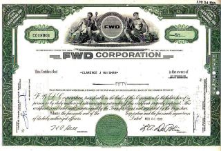 Fwd Corporation Wi 1966 Stock Certificate photo