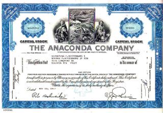 Anaconda Company Mt 1967 Stock Certificate photo