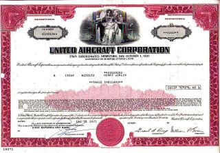 United Aircraft Corporation 1971 Stock Bond Certificate photo