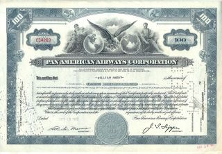 1942 Pan American Airways Corporation Stock Certificate Airline Older Style photo