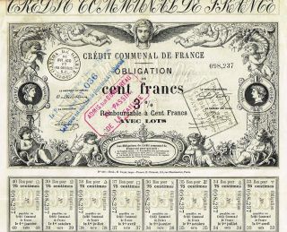 France Credit Company 3 % Bond Stock Certificate 1870 photo