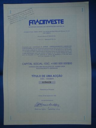 Portugal Share Fnac Investe 1000 Escudos 1990 Look Scans photo