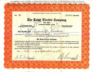 Lamb Electric Company Oh 1948 Stock Certificate photo