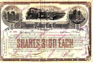 Wagner Palace Car Company 1895 Stock Certificate photo