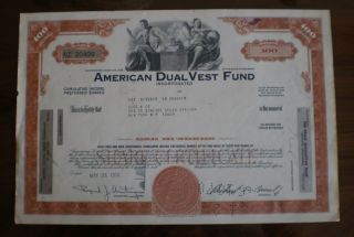 American Dual Vest Fund,  100 Shares,  1970,  Stock photo