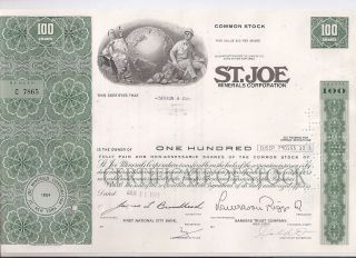 St.  Joe Minerals Corporation. . . . . .  1971 Stock Certificate photo