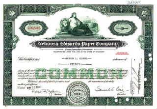 Nekoosa - Edwards Paper Comany Wi 1964 Stock Certificate photo