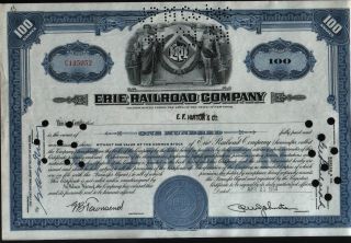Usa - 100 Dollars Share,  Erie Railroad Company,  Void photo