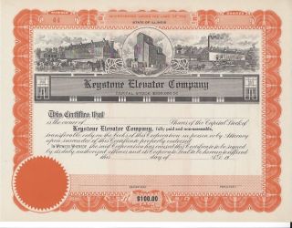 Keystone Elevator Company. . . . .  Unissued Stock Certificate photo