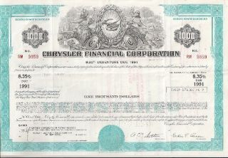 Chrysler Financial Corporation. . . .  Debenture Due 1991 photo