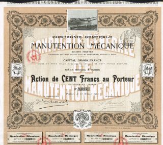 France Mechanical Handling Copmpany Stock Certificate 1905 photo