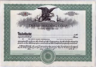 Derby Holding Corp.  Stock Certificate York photo