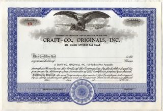 Craft - Co. ,  Originals,  Inc.  Stock Certificate York photo