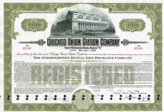Usa Chicago Union Station Company Bond Stock Certificate photo