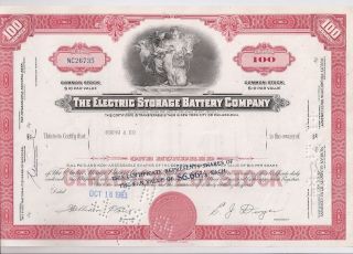 The Electric Storage Battery Company. . . . .  1962 Stock Certificate photo