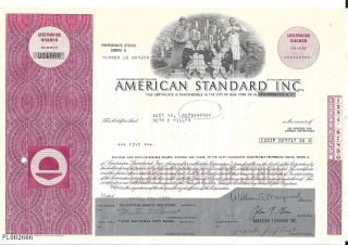 American Standard Inc. . . . . . .  1974 Stock Certificate photo