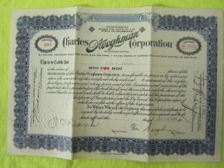 Charles Weeghman Corp Chicago Cubs Preferred Stock Certificate 405 April 1921 photo