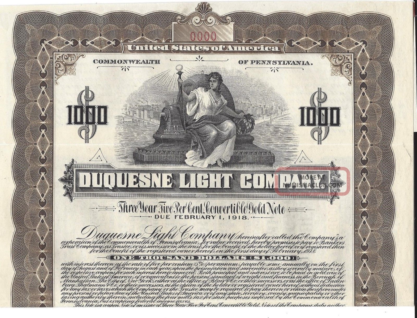 duquesne-light-company-vertical-format-specimen-certificate