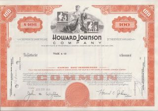 Howard Johnson Company. . . . .  1968 Stock Certificate photo